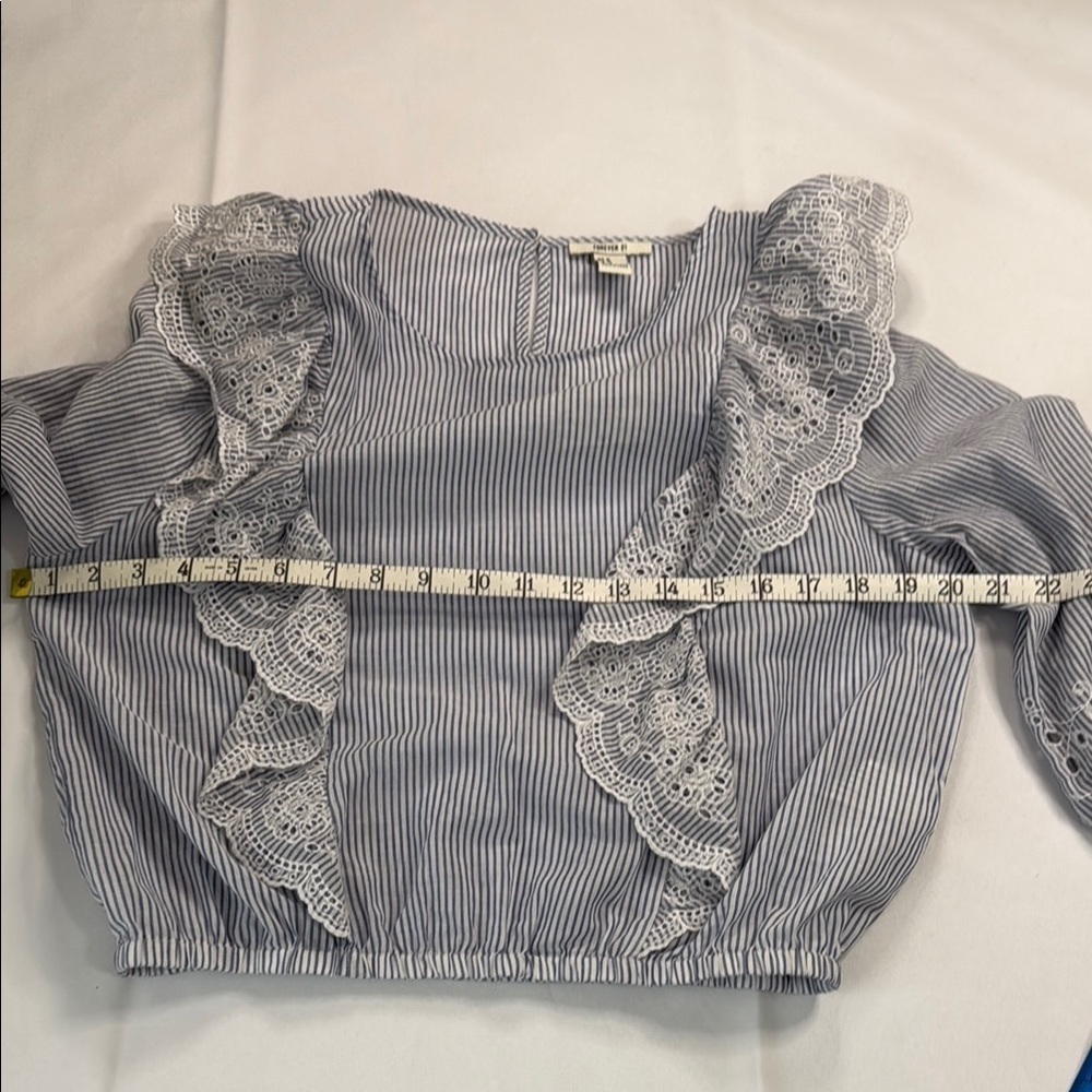 Forever 21 Blue Ruffled Blouse - Picture 5 of 5